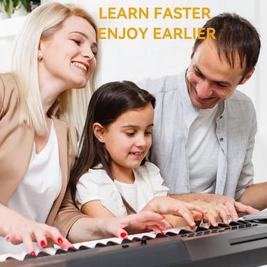 Aftagelige klaver- og keyboardetiketter 61 tangenter MultiColor   Hvid