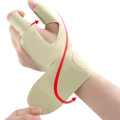 Komfortable, åndbare, justerbare faste støttehandsker med to fingre beige