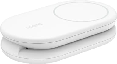 Belkin BoostCharge Qi2 magnetisk foldbar opladningsstander (hvid)