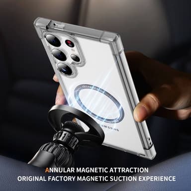 SKALO Samsung S24 Ultra Ekstra stærk magnetisk ring Bumper TPU-cover - Sort