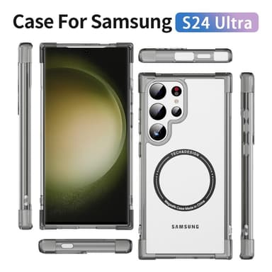 SKALO Samsung S24 Ultra Ekstra stærk magnetisk ring Bumper TPU-cover - Sort
