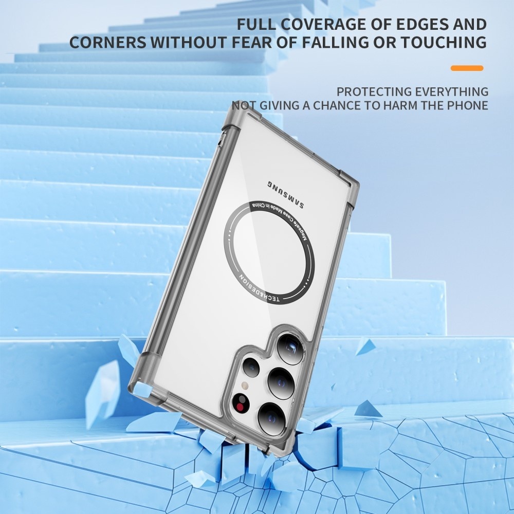 SKALO Samsung S24 Ultra Ekstra stærk magnetisk ring Bumper TPU-cover - Sort