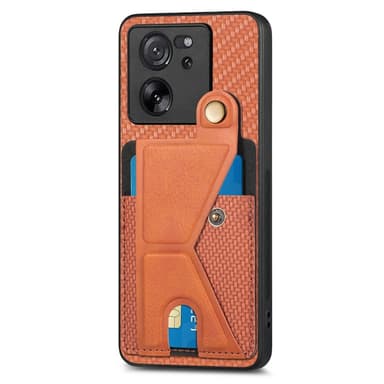 SKALO Xiaomi 13T/13T Pro Carbon Fiber Cover med kortholder - Brun