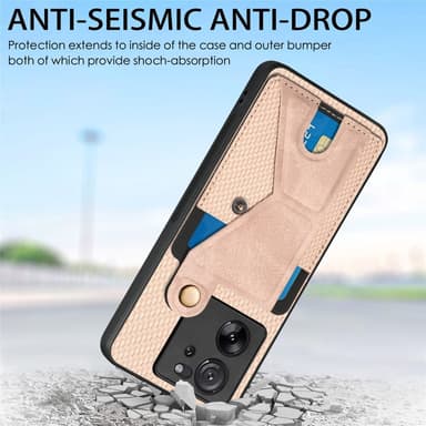 SKALO Xiaomi 13T/13T Pro Carbon Fiber Cover med kortholder - Brun