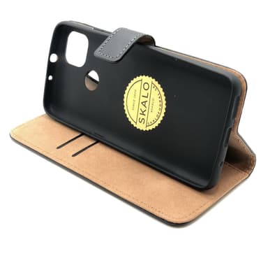 SKALO Moto G9 Power Flip Cover m. Pung i Ægte Læder - Brun