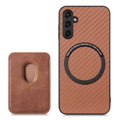 SKALO Samsung A54 5G Carbon Fiber Cover med kortholder - Brun
