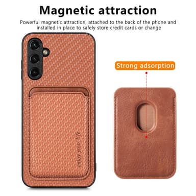 SKALO Samsung A54 5G Carbon Fiber Cover med kortholder - Brun