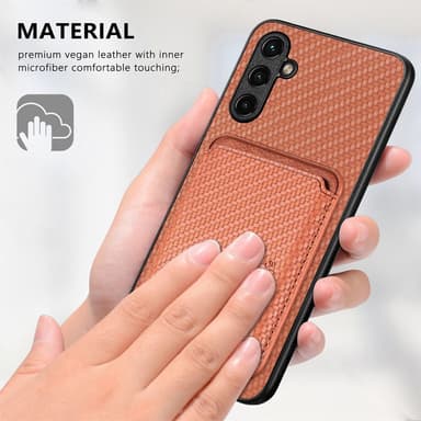 SKALO Samsung A54 5G Carbon Fiber Cover med kortholder - Brun