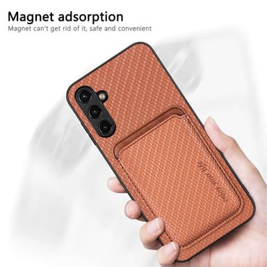 SKALO Samsung A54 5G Carbon Fiber Cover med kortholder - Brun