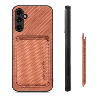 SKALO Samsung A54 5G Carbon Fiber Cover med kortholder - Brun