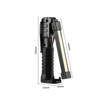 LED arbejdslygter USB genopladelig lommelygte Sort