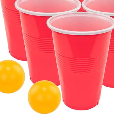 Ølpong / Beer Pong | Sæt med 24 plastikkrus & 24 bordtennisbolde