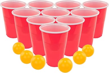 Ølpong / Beer Pong | Sæt med 24 plastikkrus & 24 bordtennisbolde