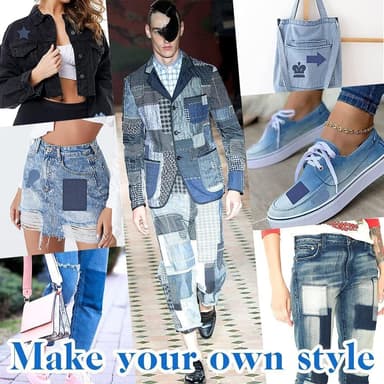 10 styks denimstof til reparationsreparationssæt til jeans/tøj Blå