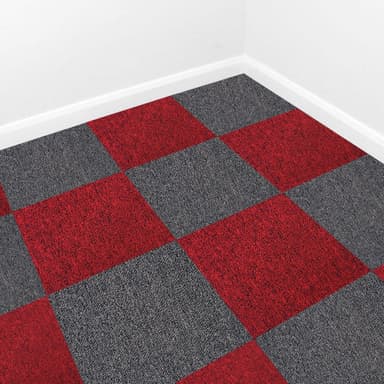 40 x Tæppefliser 10m2 / Skarlagenrød & Sort