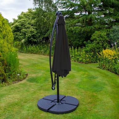 Sort 3m LED Cantilever Parasol med Fan Base