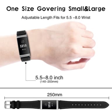 Fitbit Charge 3/4 armbånd Læder Sort