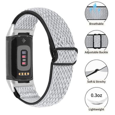 Fitbit Charge 5 armbånd Nylon Grå / Sort