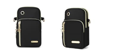 Crossbody-telefontaske til kvinder, letvægts skuldertaske i Oxford-stof Sort