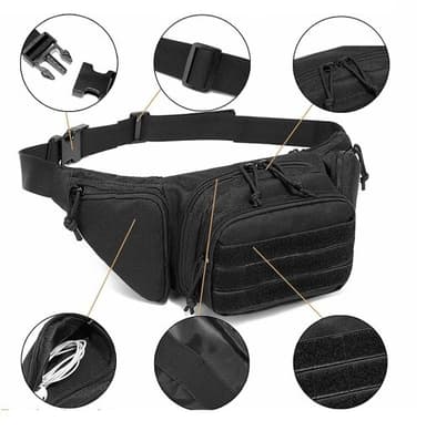 Outdoor taljetaske 800D Oxford-Nylon Sort