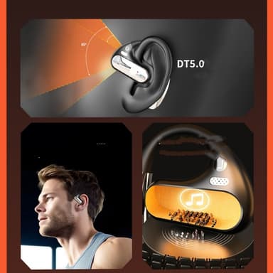 Trådløst ørehængende Bluetooth-headset Sort