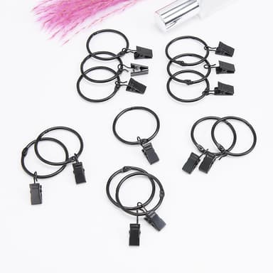 Metal gardinringe med clips gardinophæng 20-pak Sort 38 mm