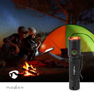 Nedis LED lygte | Batteri | 3.7 V DC | 20 W | N/A | Batterier medfølger | Opladningsbar | Nominel lysstrøm: 2000 lm | Lysområde: 180 m | Stråler Vinkel: 10 °