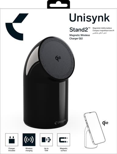 Unisynk Stand2 Qi2 wireless desk charger (black)