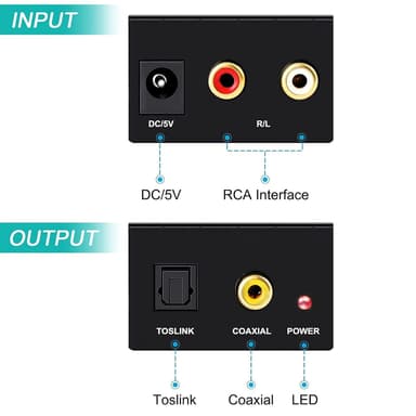 NÖRDIC analog til digital konverter RCA til Toslink og koaksial