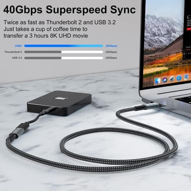 NÖRDIC USB 4 forlængerkabel 25cm 40Gbps 240W 8K60Hz