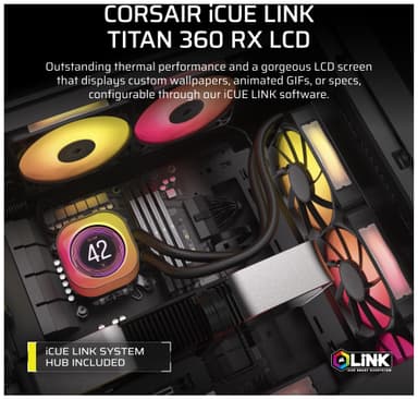 Corsair iCUE LINK TITAN 360mm RX LCD CPU-vandkøler (sort)