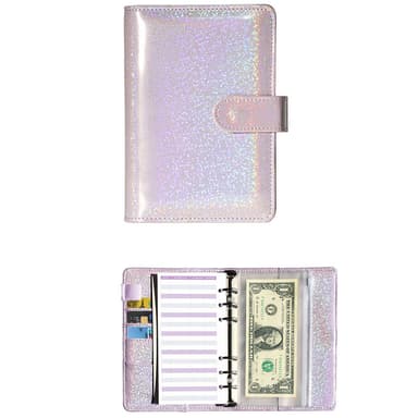 A6 Stjernehimmel Binder Notebook med Budgetark og Lynlåslomme Lilla