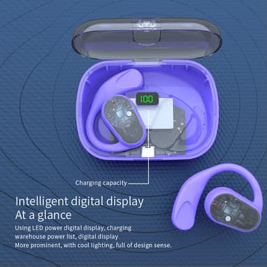 Non in Ear TWS/OWS trådløse Bluetooth-øretelefoner Øremonteret headset Sort