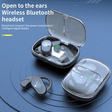 Non in Ear TWS/OWS trådløse Bluetooth-øretelefoner Øremonteret headset Sort