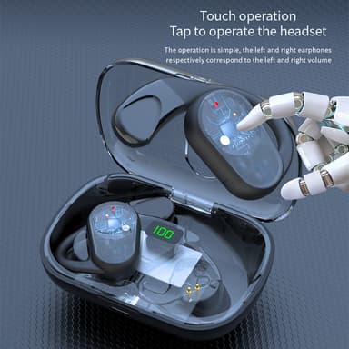 Non in Ear TWS/OWS trådløse Bluetooth-øretelefoner Øremonteret headset Sort