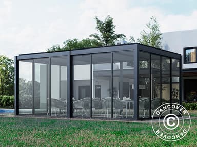 Bioklimatisk pergola pavillon San Pablo med skydedøre,