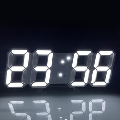 3D LED digitalt vækkeur Hvid