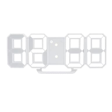 3D LED digitalt vækkeur Hvid