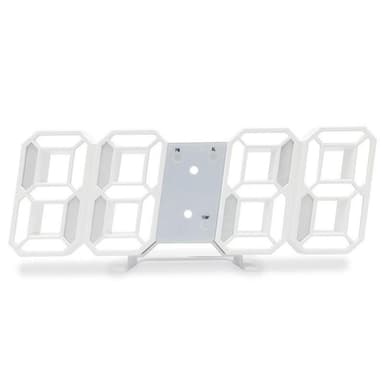 3D LED digitalt vækkeur Hvid