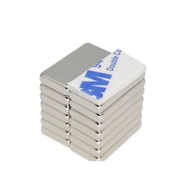 10-pak Super Stærk Firkantet Neodymium Magnets Disc med selvklæbende bagside Sølv 40 x 20 x 3 mm