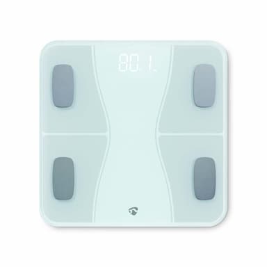 Nedis SmartLife Personvægt | Bluetooth® | Ben / BMI / BMR / Fedt / Muskler / Vand / Vægt | 12 | Maksimal belastning: 180 kg | Android™ / IOS | ABS / Glas | Hvid