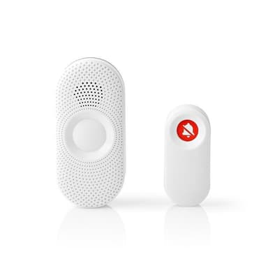 Nedis Trådløst Dørklokke Sæt | Strømforsyning | 220 - 240 V AC 50 Hz | 1x CR2032 | Volume: 80 dB | Signalområde: 300 m | IP44 | Justérbar volume | 36 Melodier | 1 Modtager | Grå / Hvid