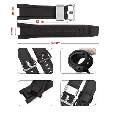 Urrem med sølvspænde til Casio GST-W300G/GST-W300/GST-S300G/GST-S300 Sort