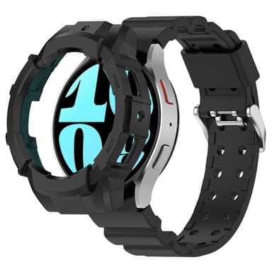 Armor silikone urrem med beskyttende etui til Samsung Galaxy Watch6 40mm Sort