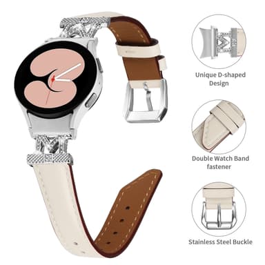 Rhinestone Silver M-Type Link-urrem til Samsung Galaxy Watch 4/5/6-serien Hvid