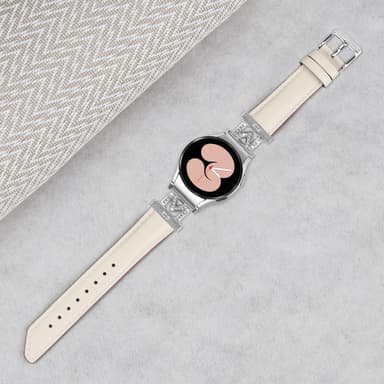 Rhinestone Silver M-Type Link-urrem til Samsung Galaxy Watch 4/5/6-serien Hvid