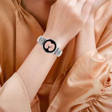 Rhinestone Silver M-Type Link-urrem til Samsung Galaxy Watch 4/5/6-serien Hvid