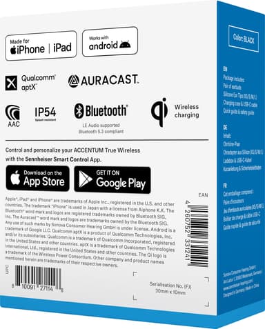 Sennheiser Accentum true wireless in-ear ørepropper (sort)
