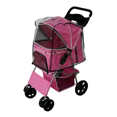 Kæledyrsklapvogn med regnslag - Pink