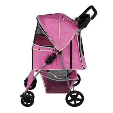 Kæledyrsklapvogn med regnslag - Pink